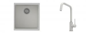 K-StrongSinks S3 Set Sink Hron 430x460mm granite white + Tap Arda white