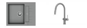 K-StrongSinks S3 Set Sink Vardar 615x500mm granite grey + Tap Neris grey