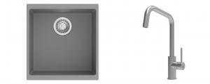 K-StrongSinks S3 Set Sink Hron 430x460mm granite grey + Tap Arda inox