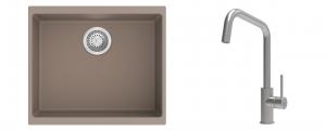 K-StrongSinks S3 Set Sink Hron 530x460mm granite beige + Tap Arda inox
