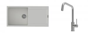 K-StrongSinks S3 Set Sink Zala 1000x500mm granite white + Tap Arda inox