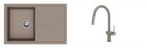 K-StrongSinks S3 Set Sink Labe 780x500mm granite beige + Tap Neris beige