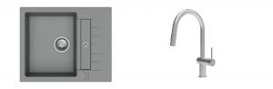 K-StrongSinks S3 Set Sink Vardar 615x500mm granite grey + Tap Neris inox