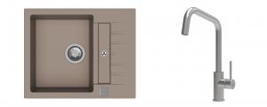 K-StrongSinks S3 Set Sink Vardar 615x500mm granite beige + Tap Arda inox