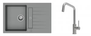 K-StrongSinks S3 Set Sink Vardar 780x500mm granite grey + Tap Arda inox