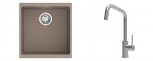 K-StrongSinks S3 Set Sink Hron 430x460mm granite beige + Tap Arda inox