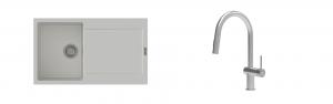 K-StrongSinks S3 Set Sink Zala 860x500mm granite white + Tap Neris inox