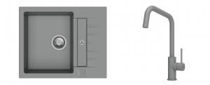 K-StrongSinks S3 Set Sink Vardar 615x500mm granite grey + Tap Arda grey