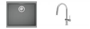 K-StrongSinks S3 Set Sink Hron 530x460mm granite grey + Tap Neris inox