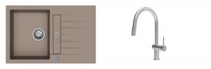 K-StrongSinks S3 Set Sink Vardar 780x500mm granite beige + Tap Neris inox