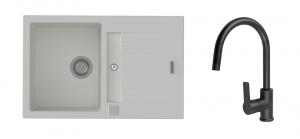 StrongSinks S3 Set sink Vardar 780,780x500mm,gran.white+mixer tap Loira,black