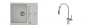 K-StrongSinks S3 Set Sink Vardar 615x500mm granite white + Tap Neris inox