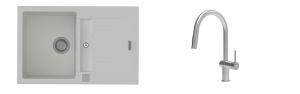 K-StrongSinks S3 Set Sink Vardar 780x500mm granite white + Tap Neris inox
