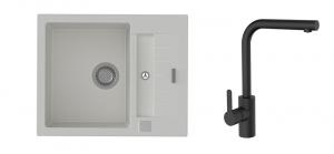 StrongSinks S3 Set sink Vardar 615,615x500mm,gran.white+mixer tap Ipoly,black