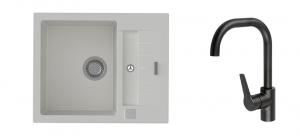 StrongSinks S3 Set sink Vardar 615,615x500mm,gran.white+mixer tap Garonne,black