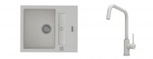 K-StrongSinks S3 Set Sink Vardar 615x500mm granite white + Tap Arda white