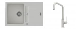 K-StrongSinks S3 Set Sink Vardar 780x500mm granite white + Tap Arda white