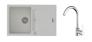 StrongSinks S3 Set sink Vardar 780,780x500mm,gran.white+mixer tap Seina,chr.