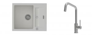 K-StrongSinks S3 Set Sink Vardar 615x500mm granite white + Tap Arda inox
