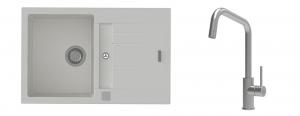 K-StrongSinks S3 Set Sink Vardar 780x500mm granite white + Tap Arda inox