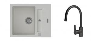 StrongSinks S3 Set sink Vardar 615,615x500mm,gran.white+mixer tap Loira,black