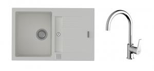 StrongSinks S3 Set sink Vardar 780,780x500mm,gran.white+mixer tap Rhona,chr.