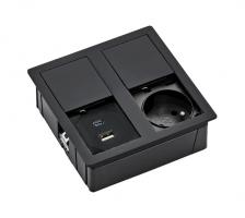 Versahit Dual Electrical Socket 1X 230V, French Type, Usb A/C 5V Black Matt