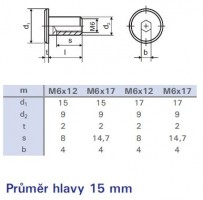 Furniture connecting nut M6x17mm zinc white head 15mm