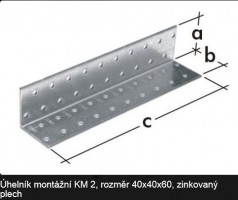 Corner sheet 40x40x60mm white zinc