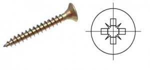 StrongFix Screw PZ 4x20 with countersunk head yellow zinc PZ2