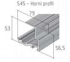 S-S45 top guide profile 2.5 m silver