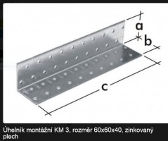 Corner sheet 60x60x40mm white zinc