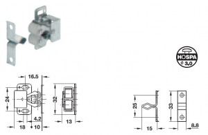 Hafele 244.01.903 double round latch zinc