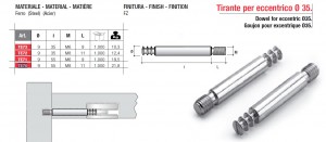 Cam screw-in dowel  TE70 to eccentric EC35 M8x55mm galvanized