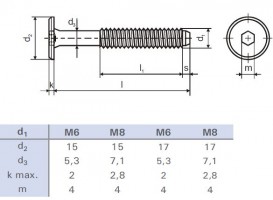 Hexagon socket flat head screw M6x30 zinc white