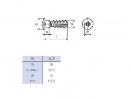 Euroscrew 6.3x16/9 semi-round head 9mm PZ2 zinc white