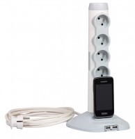LEGRAND Multifunctional extension cord with USB charger, 4xsocket, 3xUSB, white