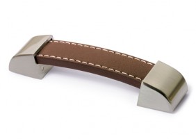 HETTICH 9113453 Handle Agliano 110/96 mm brown leather steel imitation