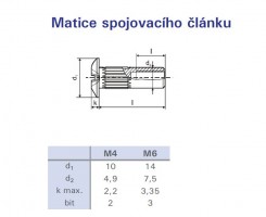 Connecting part nut M6x30mm nickel