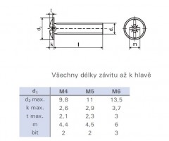 Šroub okrasný DIN 967 M6 x 60  ZB