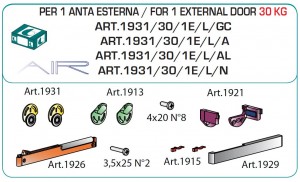 TERNO Dama fittings set for inset wooden doors with damping external 30kg