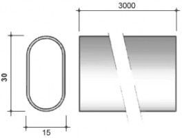 StrongWire Wardrobe tube oval 15/30/3000mm chrome