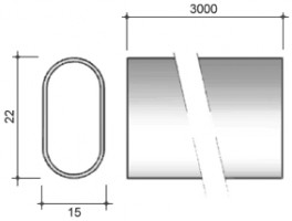 StrongWire Wardrobe tube oval 15/22/3000mm TA01