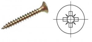 Screw 2.5x25 PZ countersunk head yellow zinc PZ1