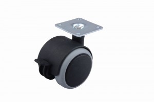 Rubberized wheel with brake 50 mm gray